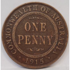 AUSTRALIA 1915 H . ONE 1 PENNY . CENTRE DIAMOND